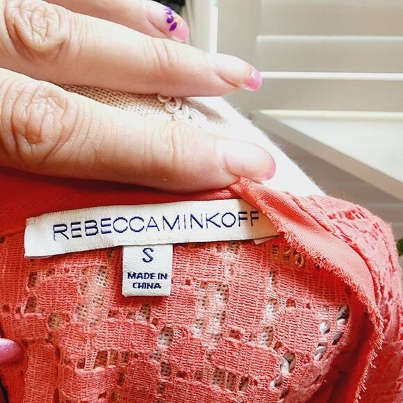 REBECCA MINKOFF CORAL SMALL ZIP BACK LINED LACE TOP - Picture 6 of 6